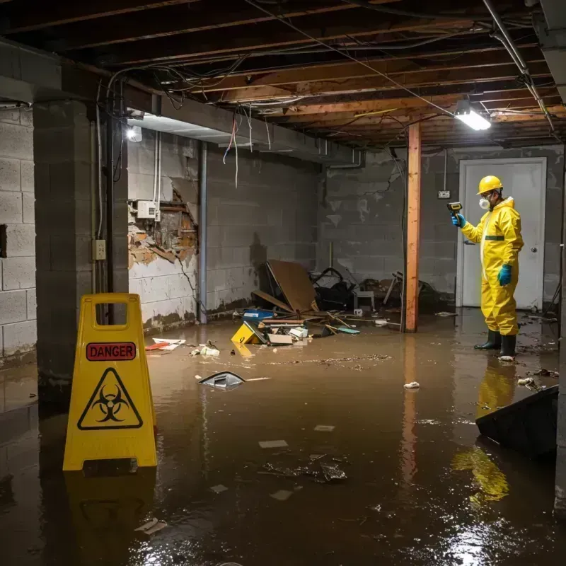 Flooded Basement Electrical Hazard in Morrisonville, IL Property